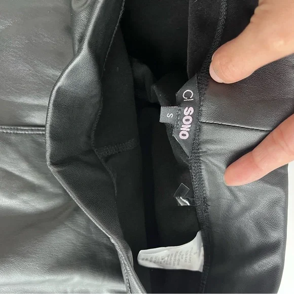 Ci Sono Black Faux Leather High-Waist Leggings Size S – Moto Biker Y2K Edgy Pant - Picture 5 of 7